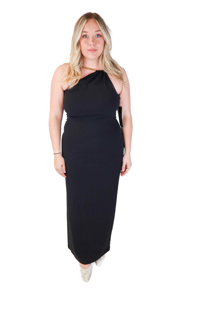 adrianna papell black chain strap dress NWT (14; retails $220)