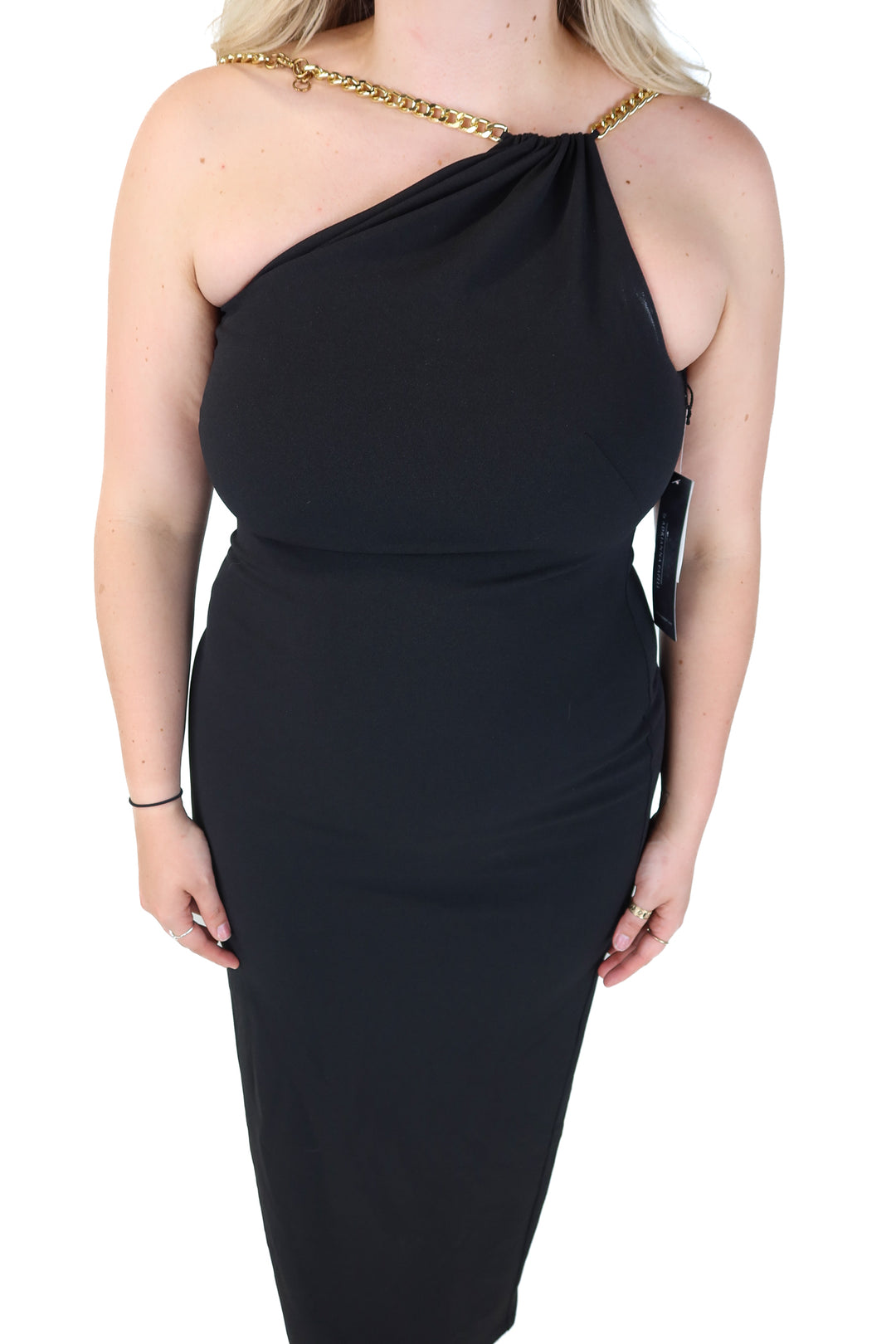 adrianna papell black chain strap dress NWT (14; retails $220)