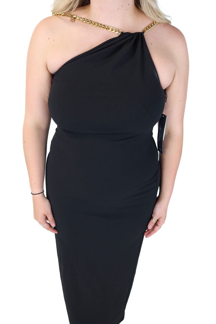 adrianna papell black chain strap dress NWT (14; retails $220)