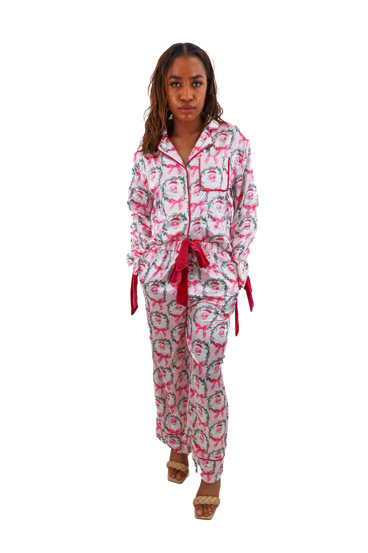 santa bow pajamas (S)
