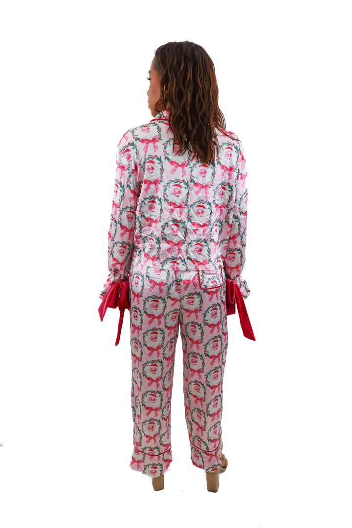 santa bow pajamas (S)
