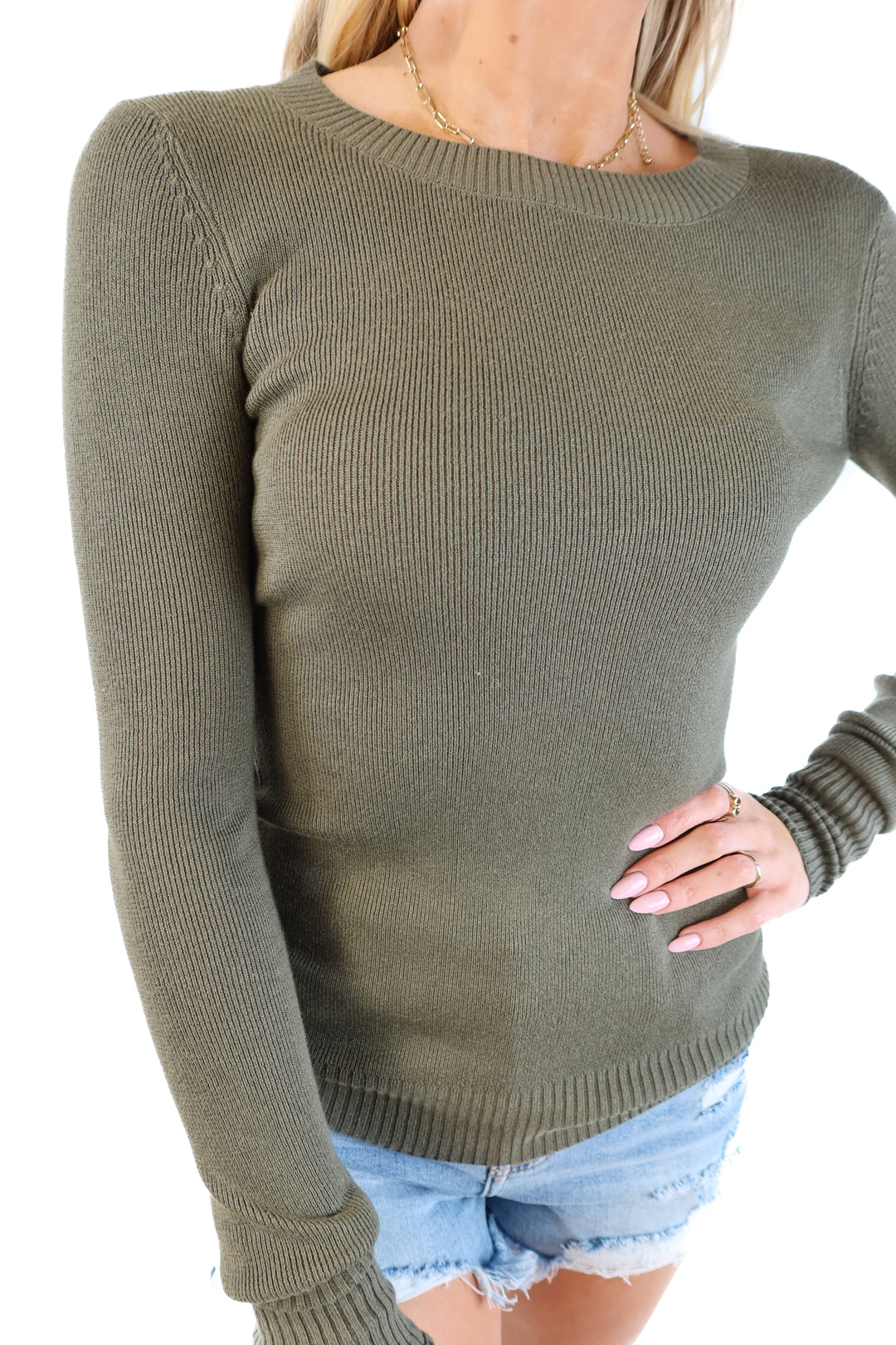 Express dark green fitted sweater top (xs)