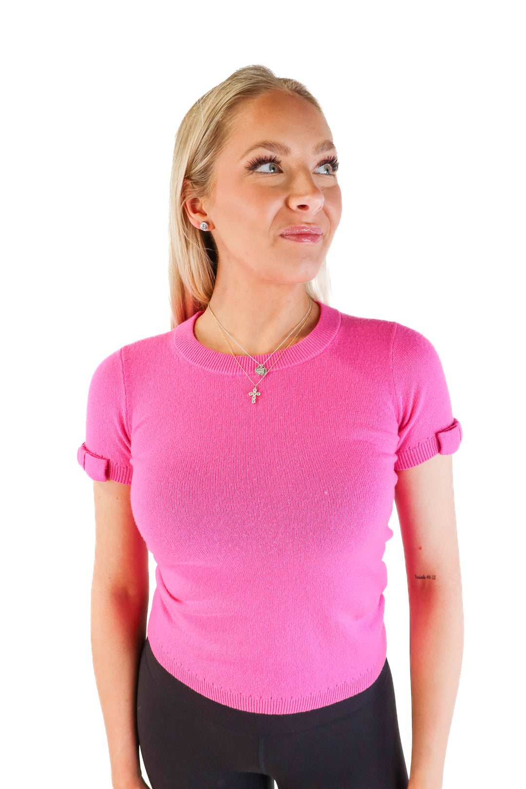 Kate spade pink short sleeve knit top (xxs; retail $70)