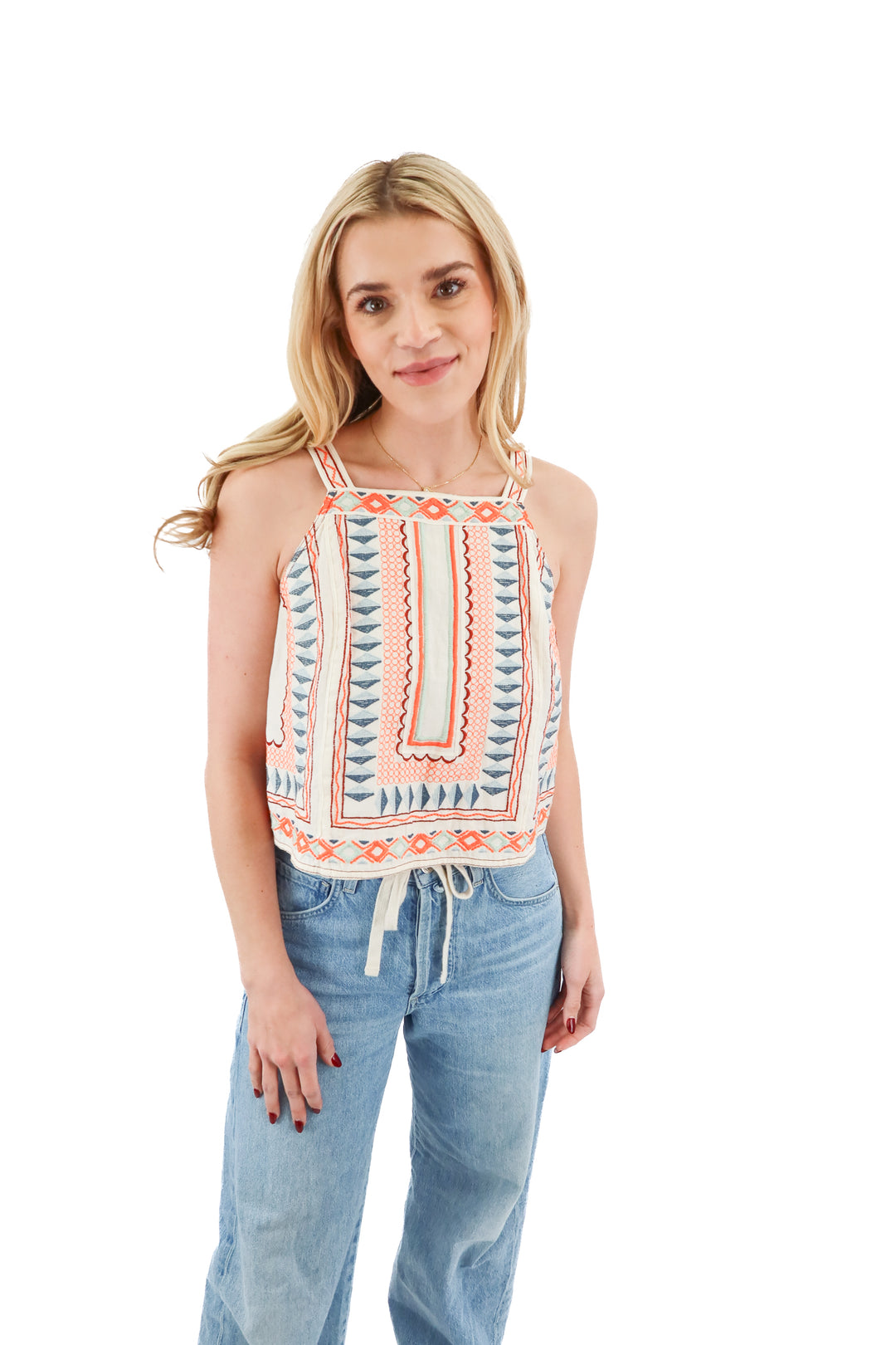 By anthropologie colorful stitched linen top (4)