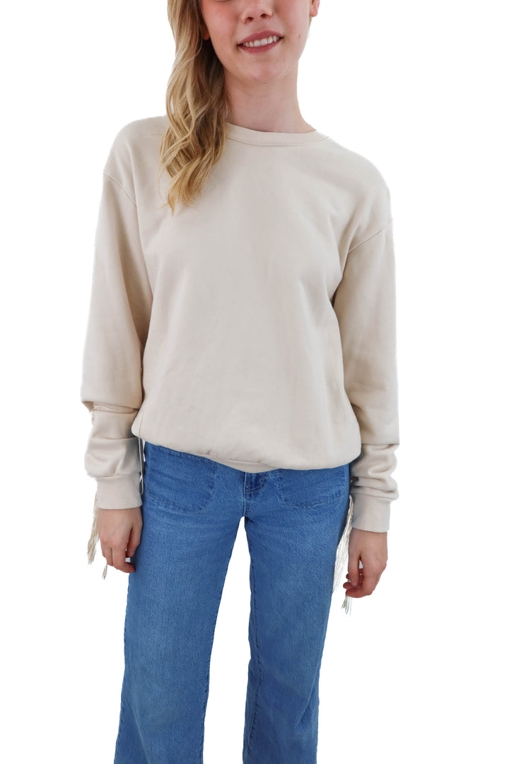 levis cream fringe sweatshirt (S; retail $72)
