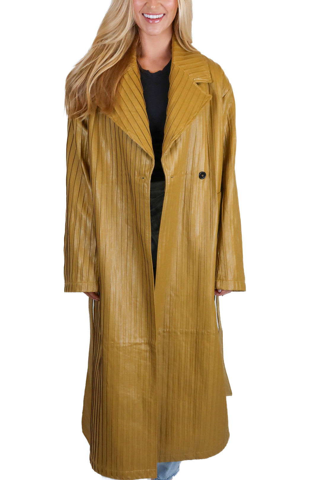 na-kd pleated faux leather jacket (m)*