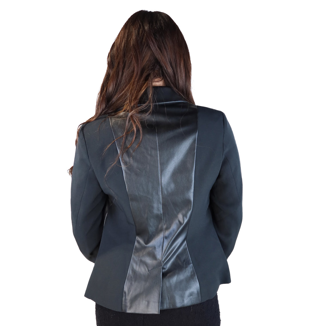 Venus black faux leather detail blazer (s; retail $69.99)