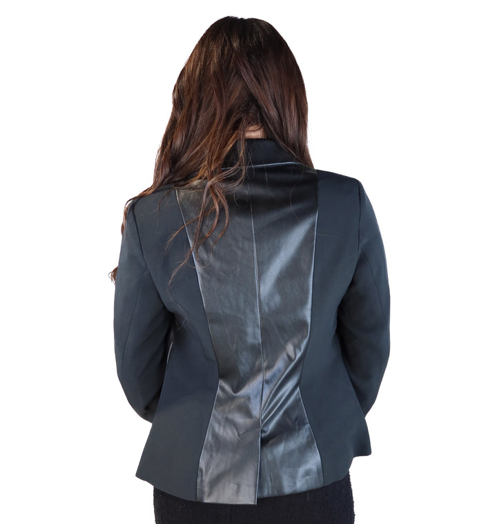 Venus black faux leather detail blazer (s; retail $69.99)