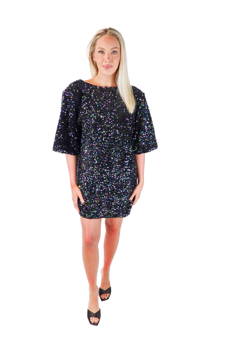 showpo black sequin dress NWT (6; retail $99.95)
