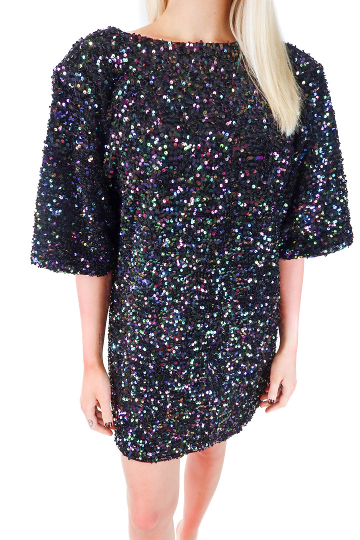 showpo black sequin dress NWT (6; retail $99.95)