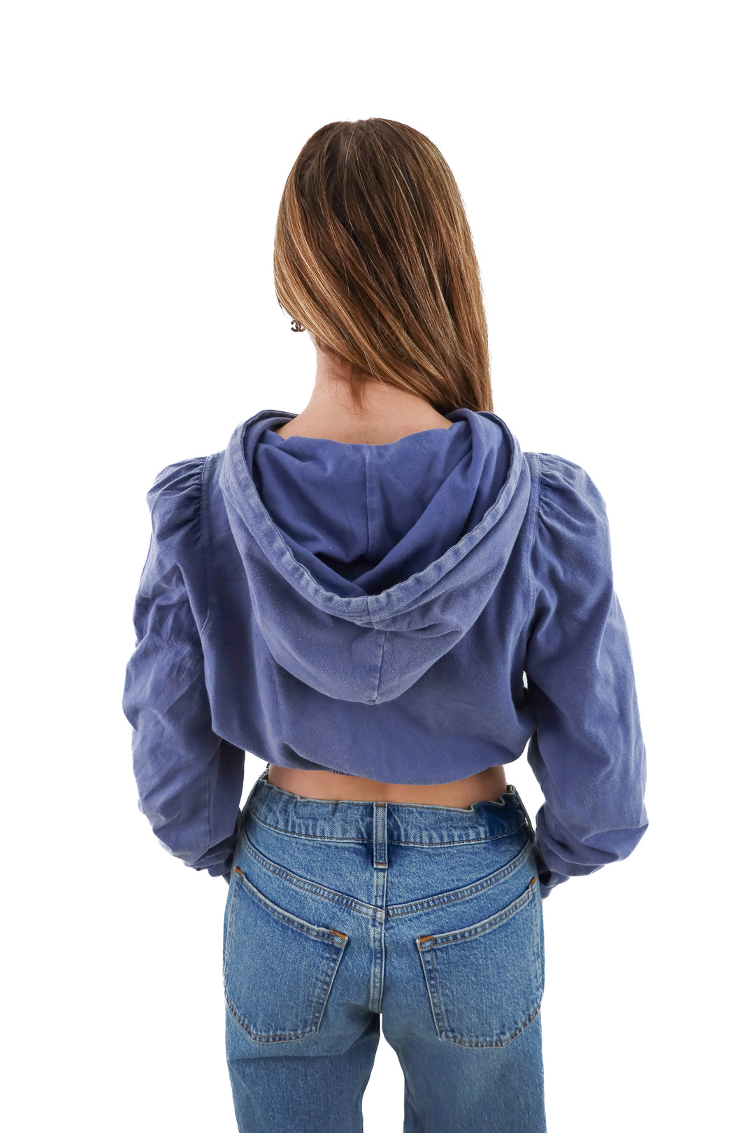 free people blue cropped hoodie (xs)