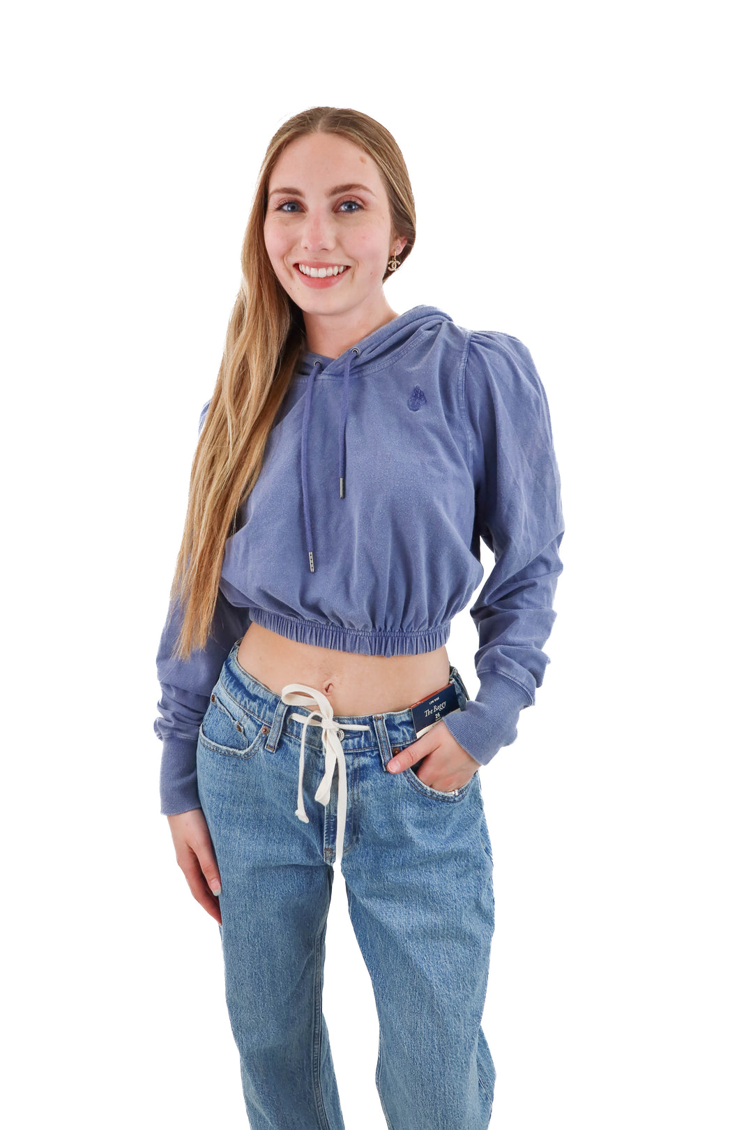 free people blue cropped hoodie (xs)