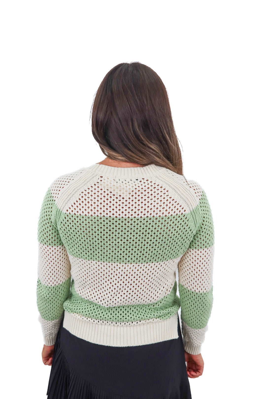 able green/white stripe sweater (s; retail $128)
