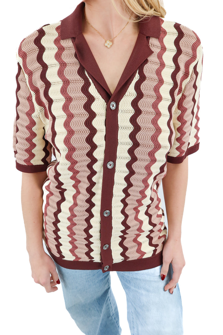Reiss Patterned Knit Top (S)