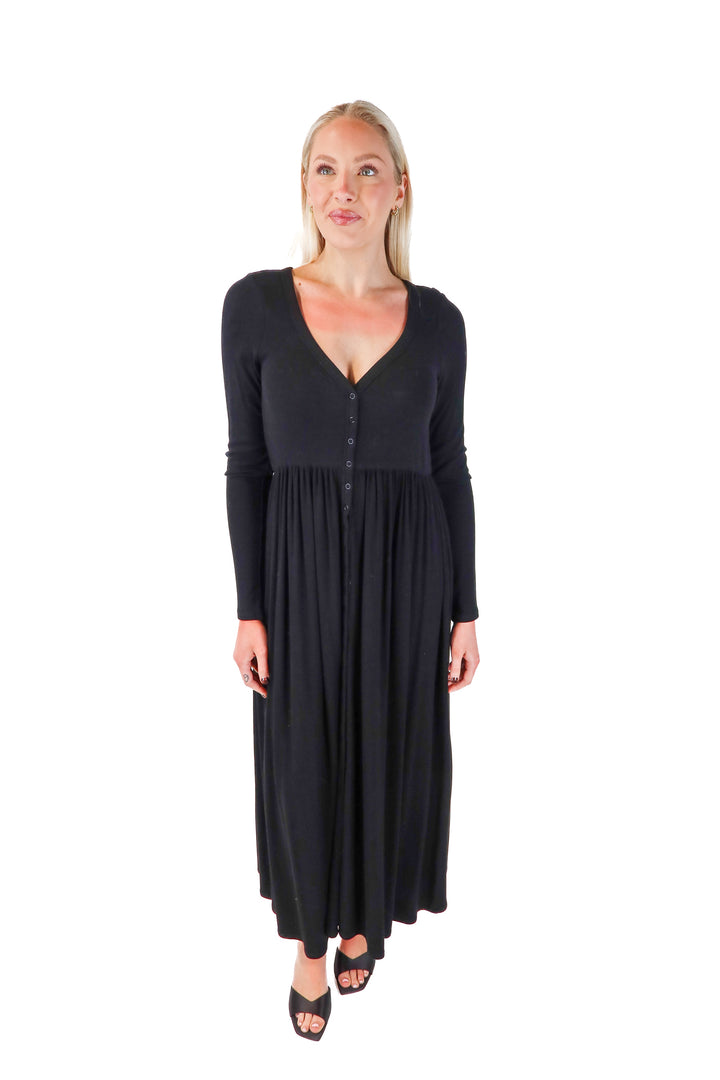 hatch black button up maxi dress (1; retail $198)