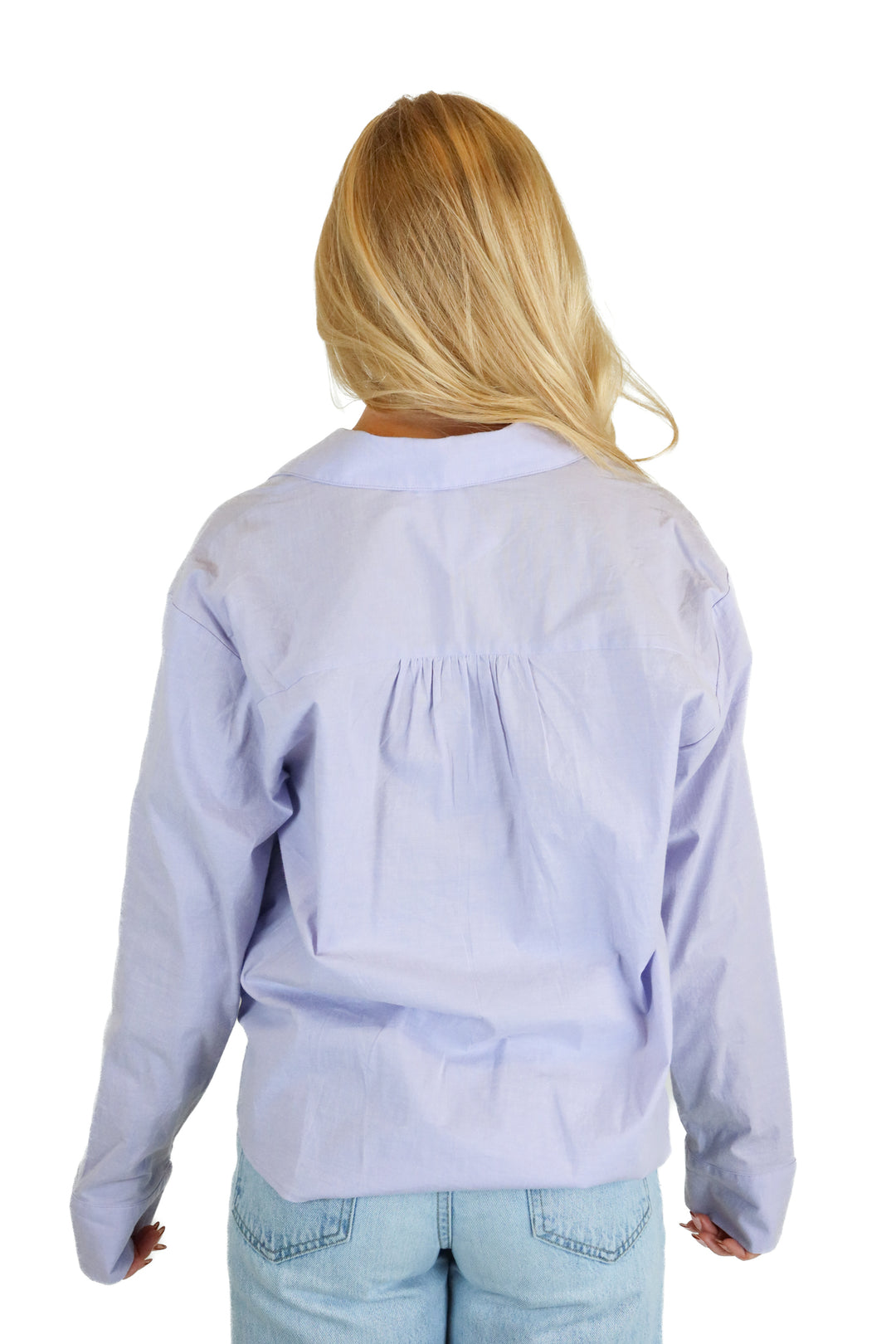 florence light purple cotton long sleeve button up (s)