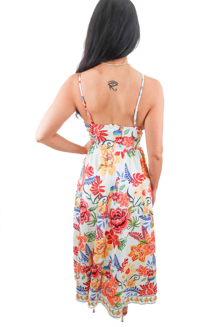 Cupshe floral maxi dress w/ bird detail (S)