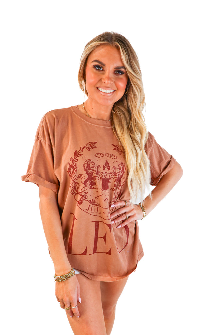 Girl Dangerous Brown Oversized "Leo" T-Shirt (S; retail $42)