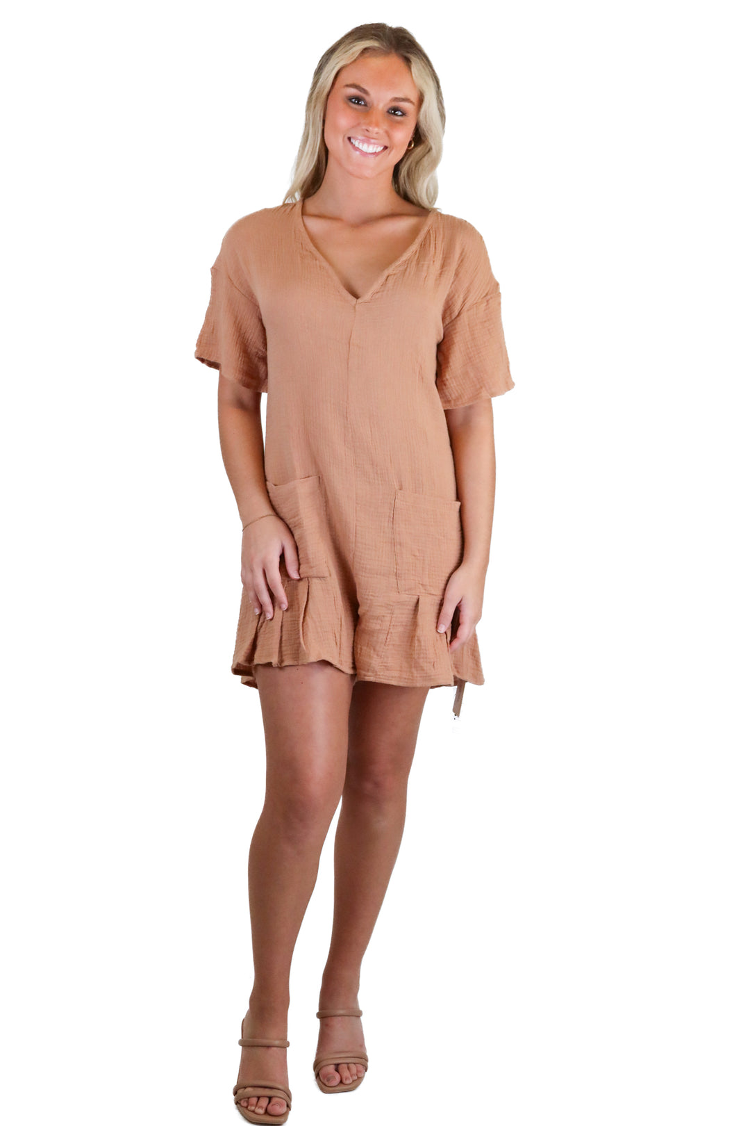 cupshe brown gauze romper (s)* NWT