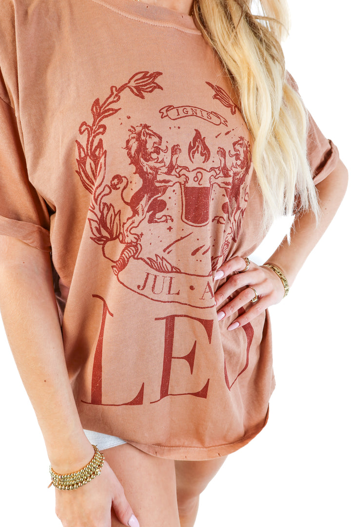 Girl Dangerous Brown Oversized "Leo" T-Shirt (S; retail $42)