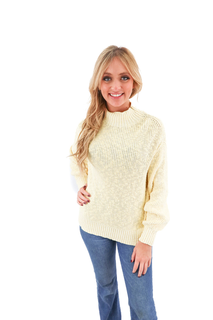 aerie yellow mockneck sweater (s; retail $64.95)