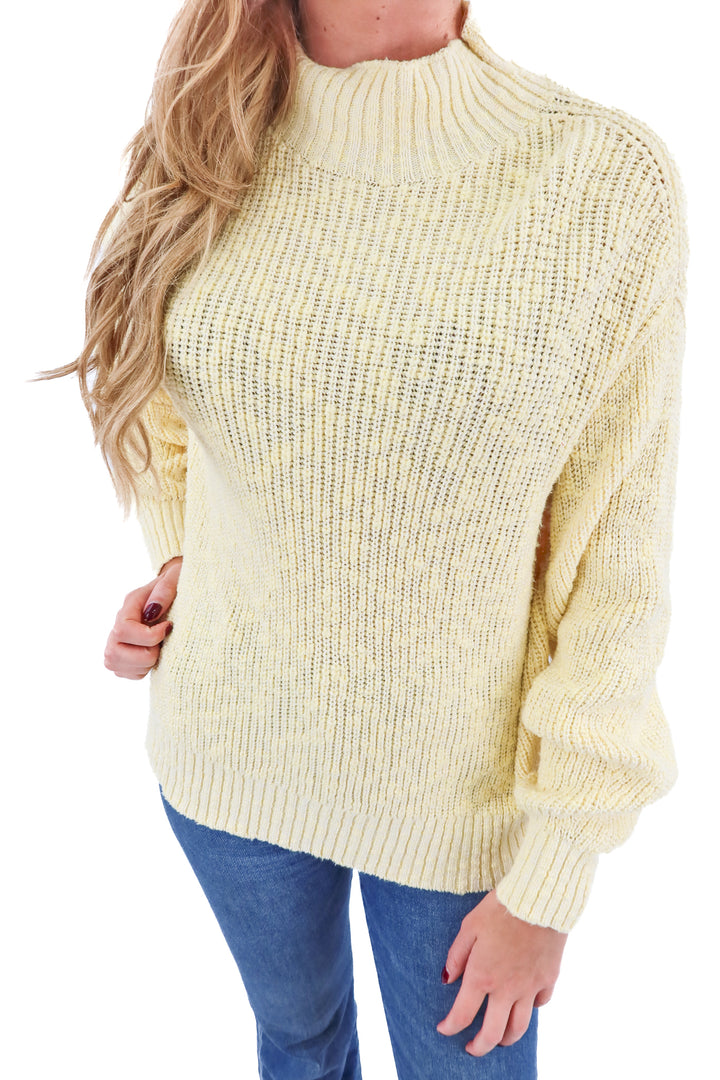 aerie yellow mockneck sweater (s; retail $64.95)