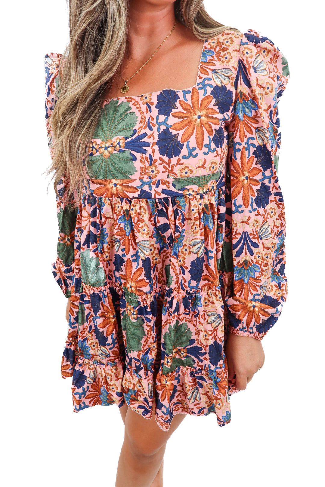 avara floral long sleeve dress (L; retail $78)
