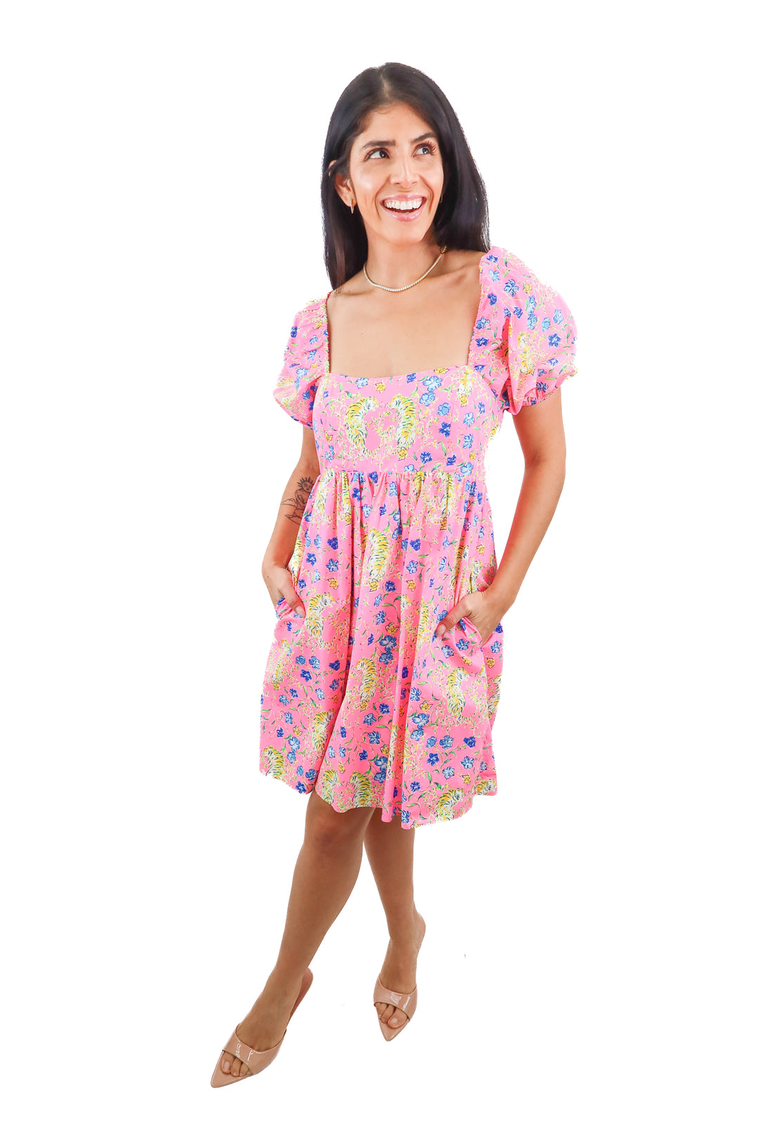 Lilly Pulitzer pink floral tiger print mini dress (4)
