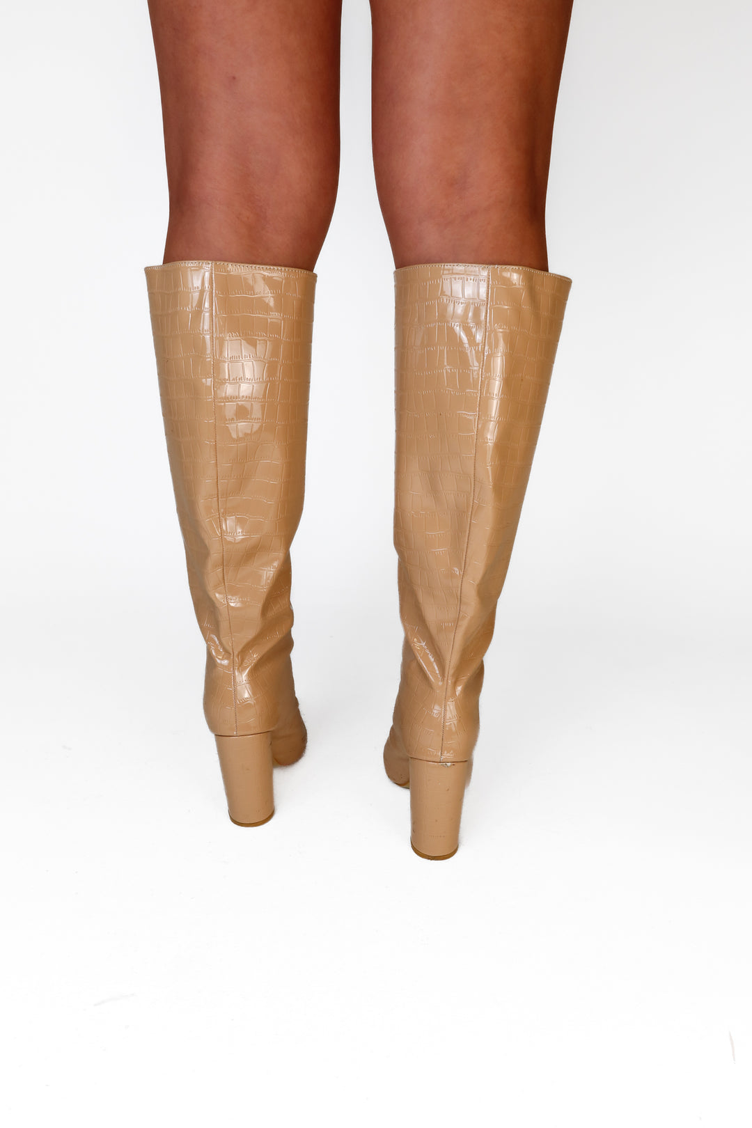 princess polly tan snakeskin boots (7.5)