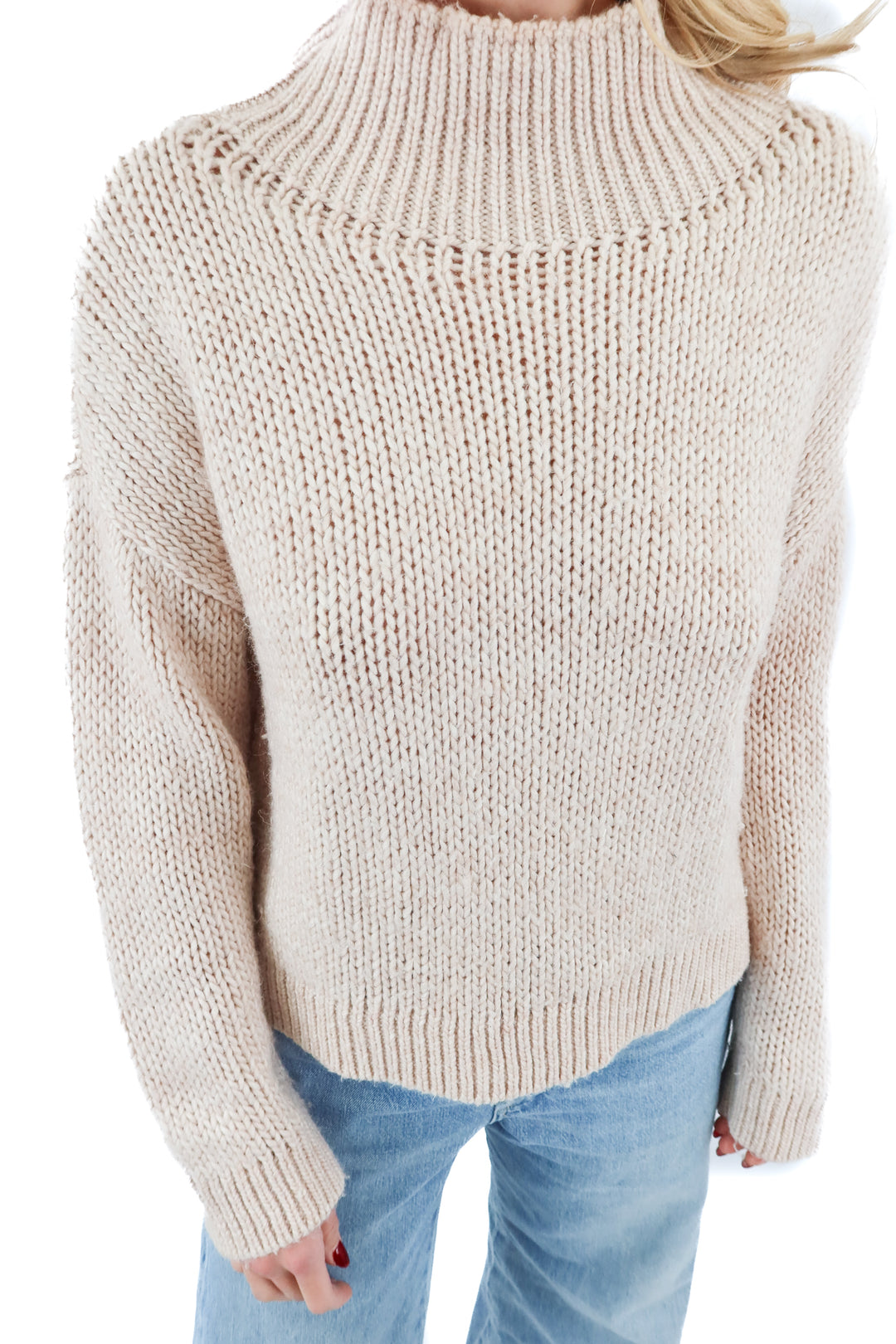 lovers + friends light pink turtleneck sweater (s; retail $158)