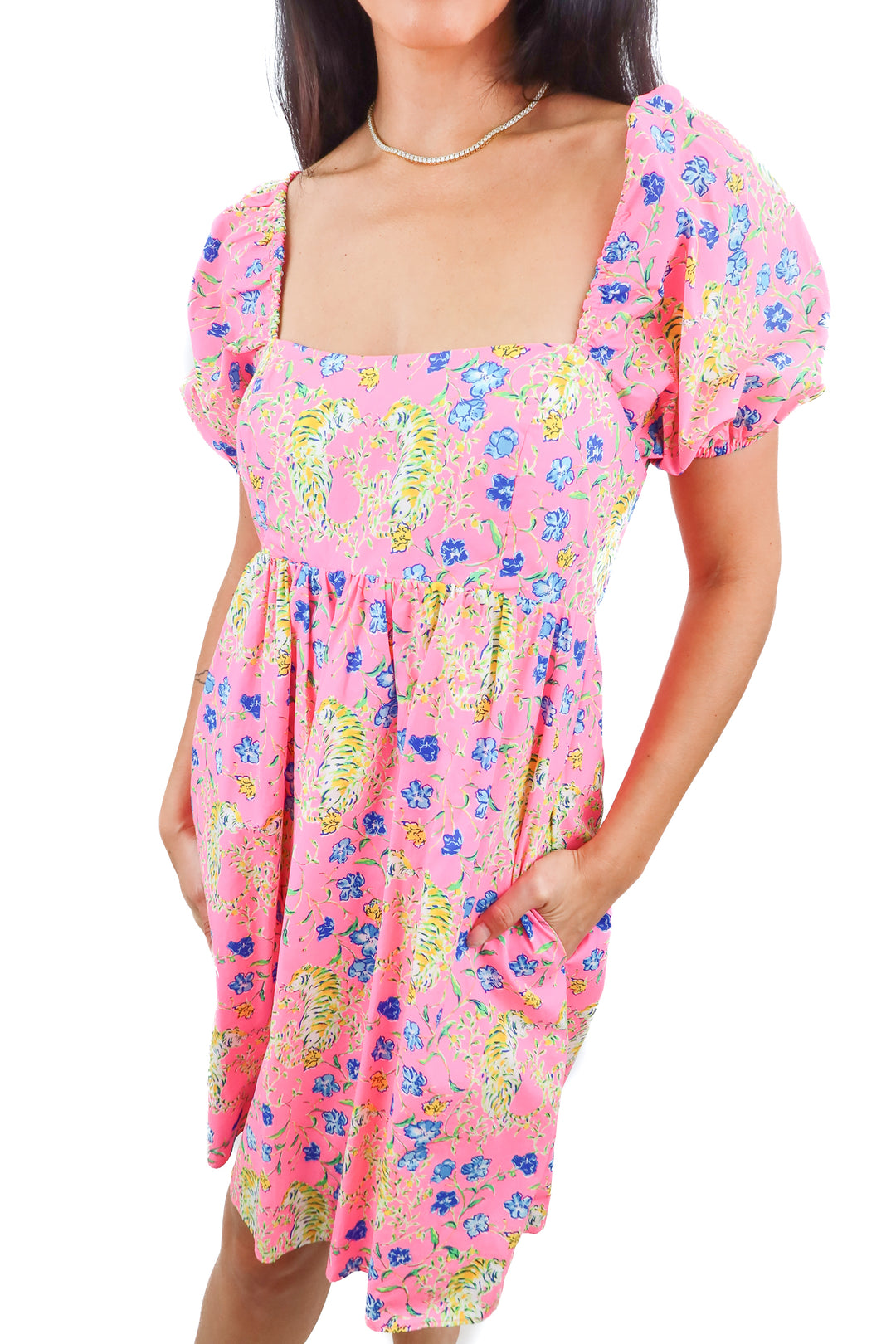 Lilly Pulitzer pink floral tiger print mini dress (4)