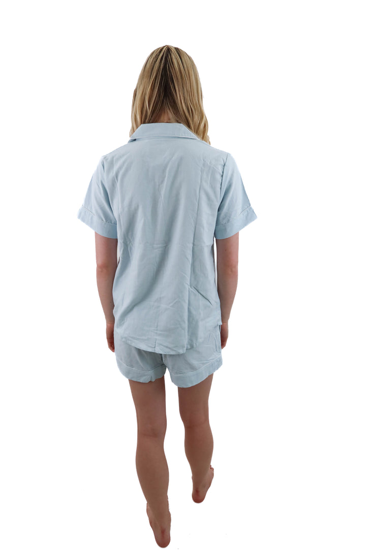 posh peanut baby blue pajamas nwt (S; retail $74)