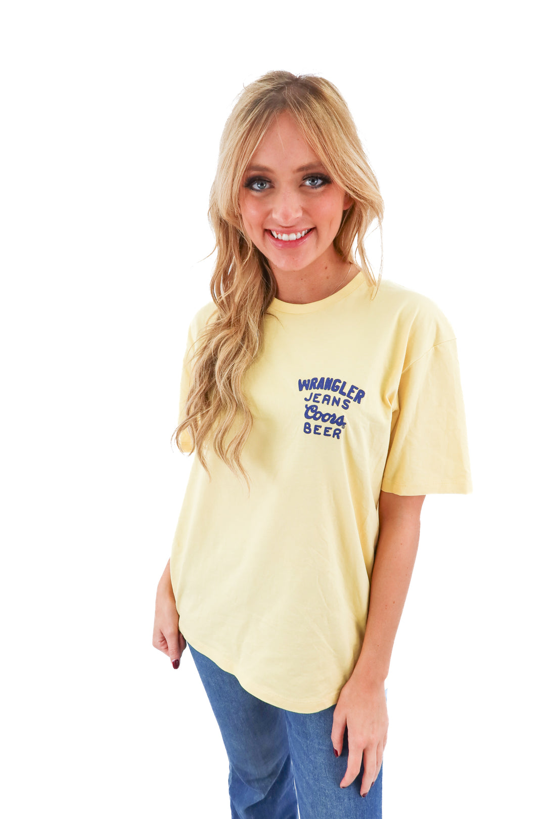 wrangler x coors yellow tshirt (s; retail $34.99)