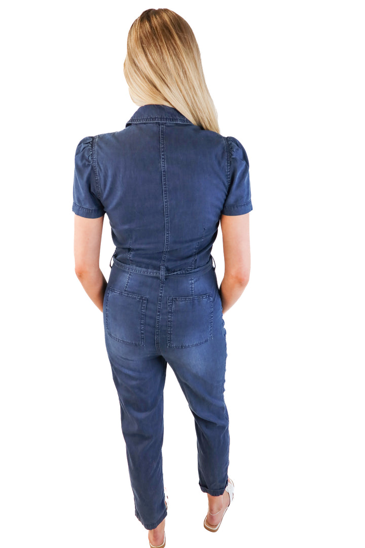 Candace Cameron bure chambray jumpsuit (xxs)