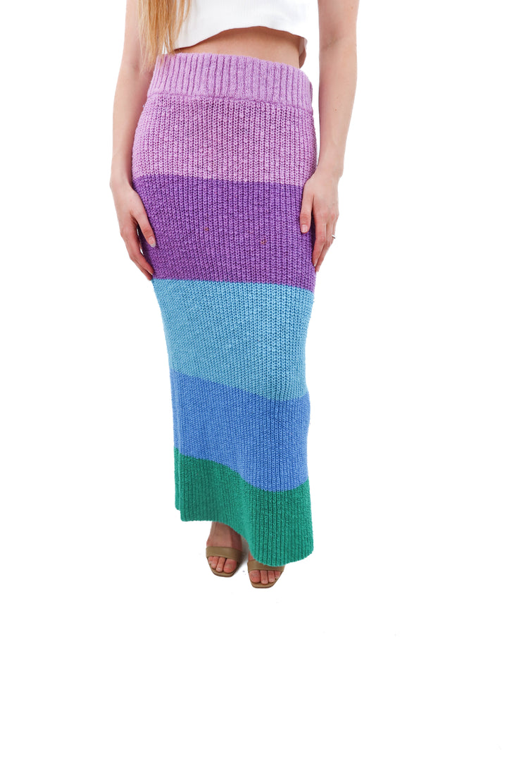 show me your mumu rainbow knit maxi skirt (XS; retail $148)