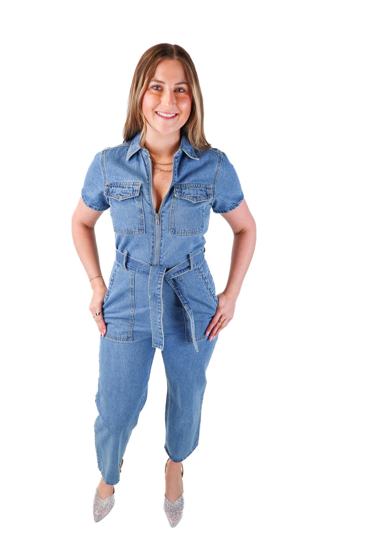 kittenish medium wash jumpsuit NWT (s; retails $72)