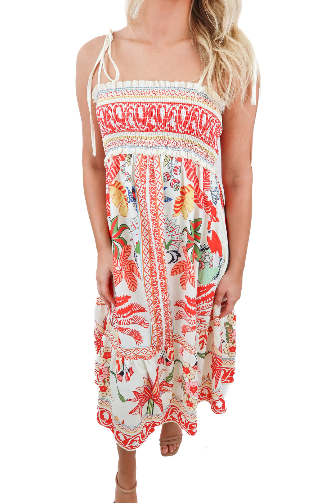 Cupshe ruched floral maxi dress (S)