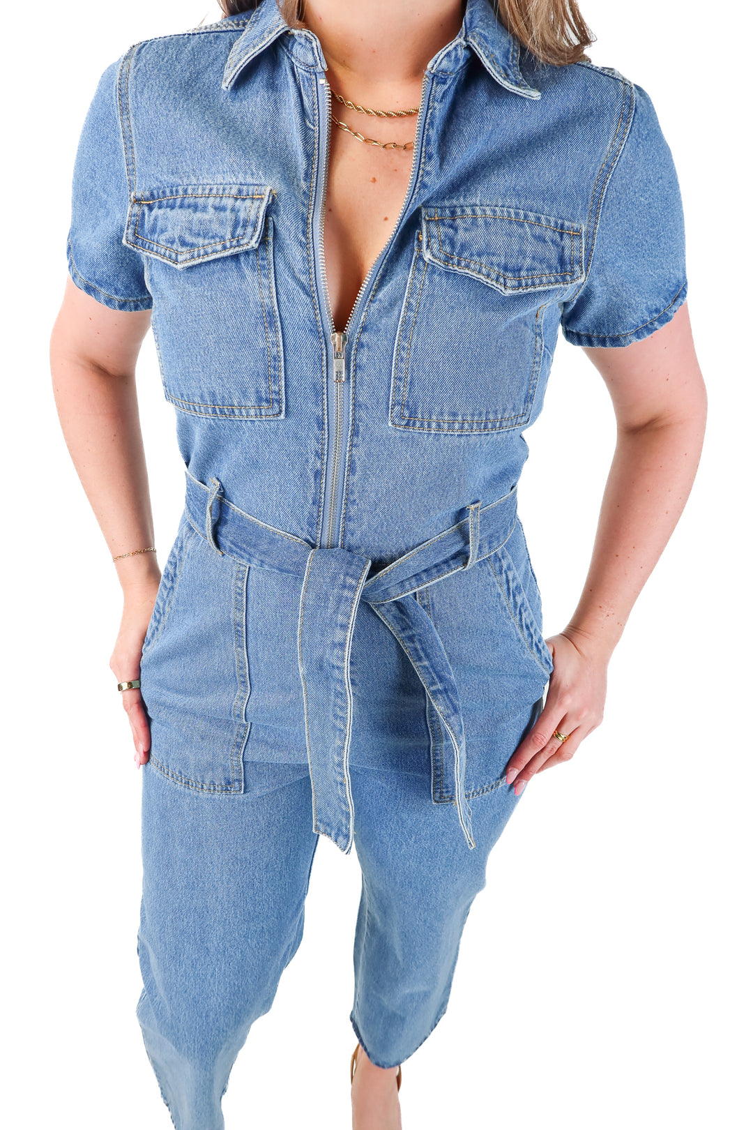 kittenish medium wash jumpsuit NWT (s; retails $72)
