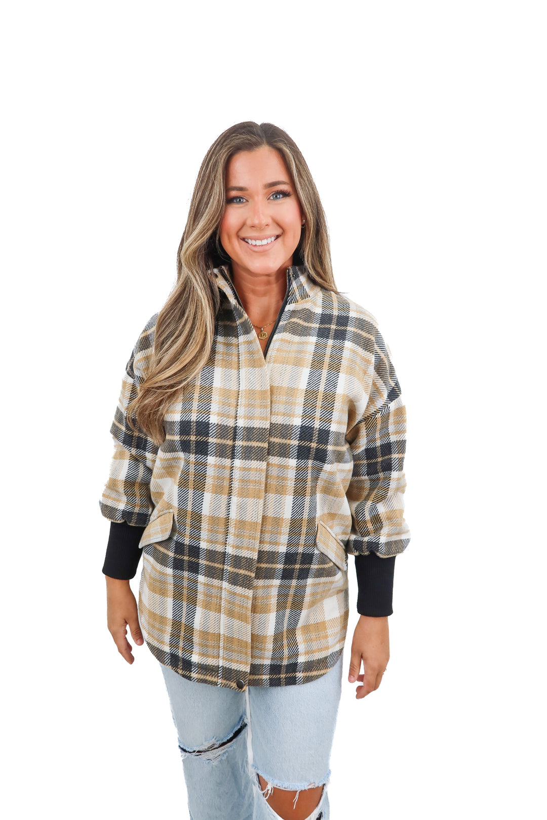 bb dakota x steve madden flannel zip up jacket (s*)