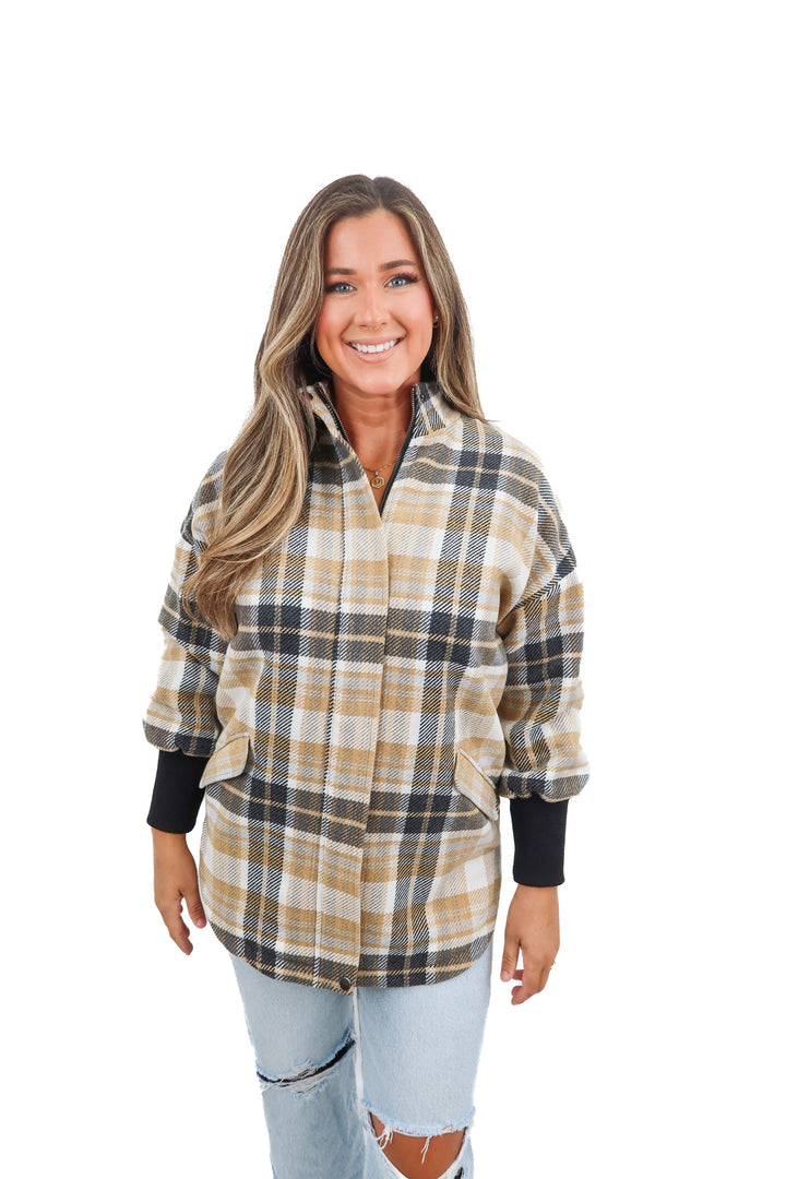 bb dakota x steve madden flannel zip up jacket (s*)