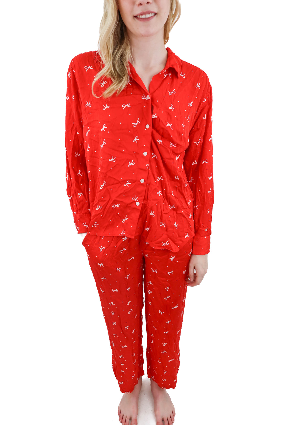 aerie red bow pajamas (XS)