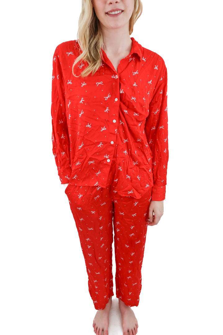 aerie red bow pajamas (XS)