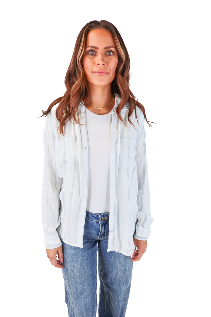 SOLD: rails blue/white striped button up (xs; retail $178)