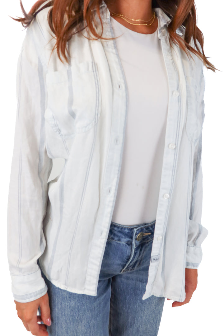 SOLD: rails blue/white striped button up (xs; retail $178)
