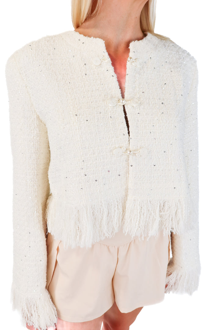 alex rotin x Fabrique white tweed jacket (s; retail $358)