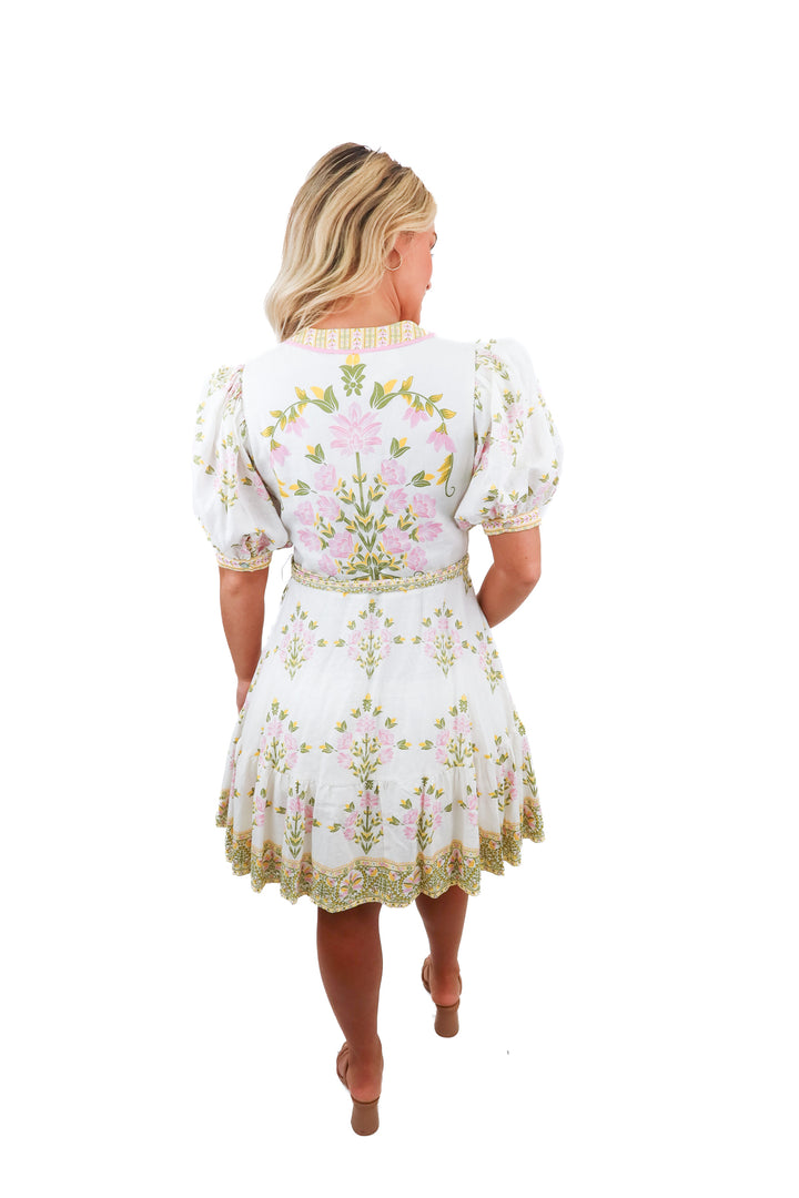 a loves a white floral short sleeve mini dress (XS; retail $169)