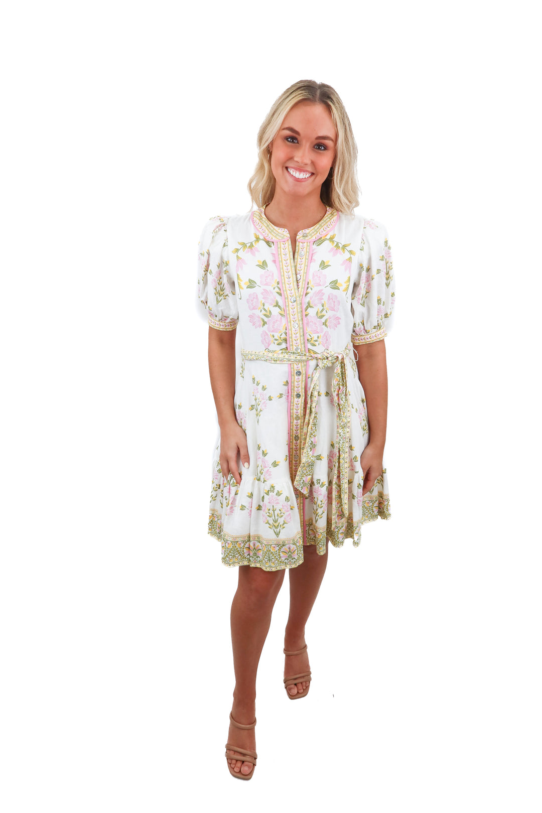 a loves a white floral short sleeve mini dress (XS; retail $169)