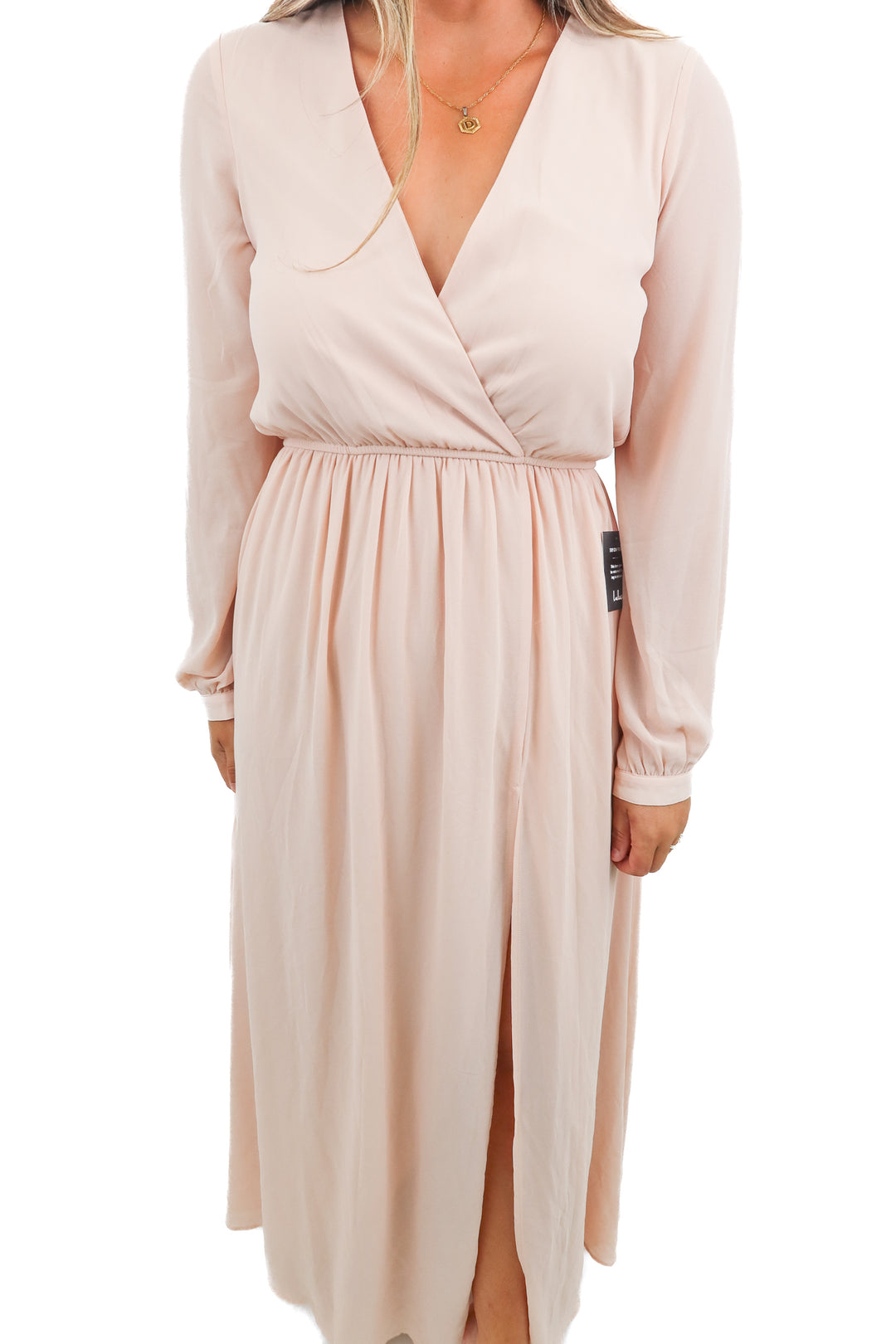 lulus blush surplice maxi dress (m; retail $99)