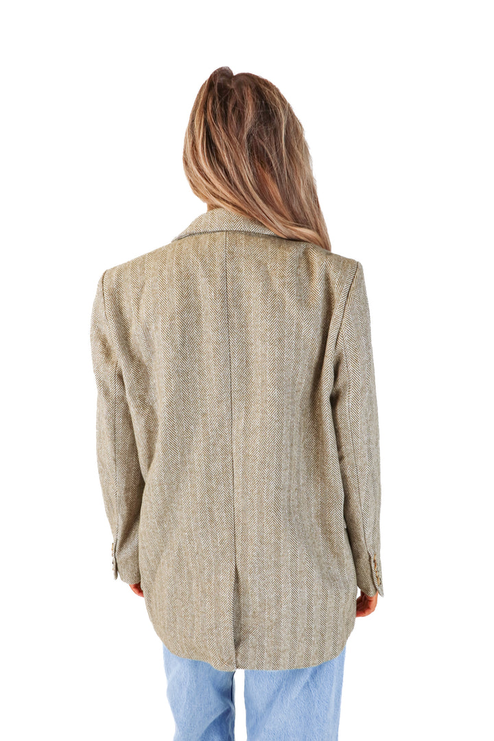 motf green chevron wool blazer (M)