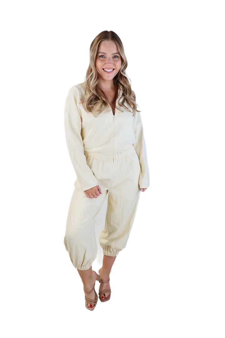 Tibi cream jogger style jumpsuit NWT (xs; retail $298)